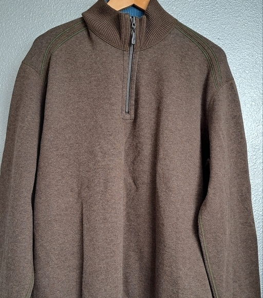 Tommy Bahama Light Brown  1/4 Zip Pullover With Contrasting Color - Picture 7 of 9